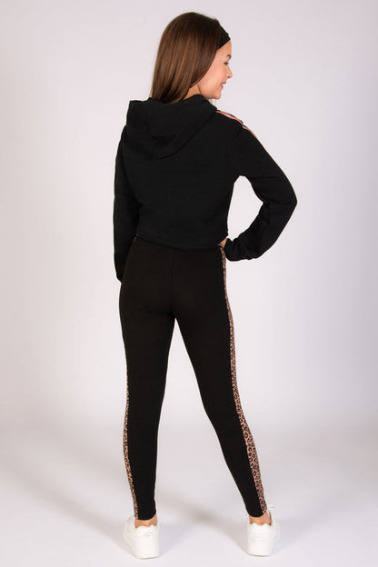 Black hoodie for girls with rose gold foil dance print and spacious hood from Pineapple Dance Studios