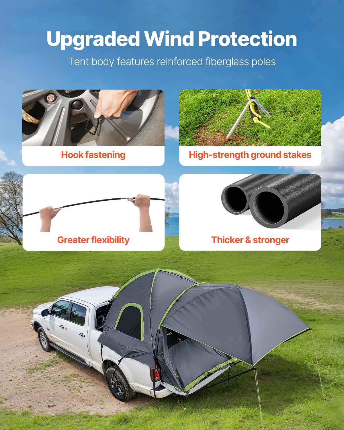 Pickup Truck Bed Tent with Expandable Awning – Fits 5.0–5.2 Ft Truck Beds