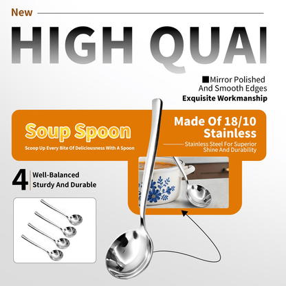 üç≤ 4/6 PCs Stainless Steel Soup Spoon Set