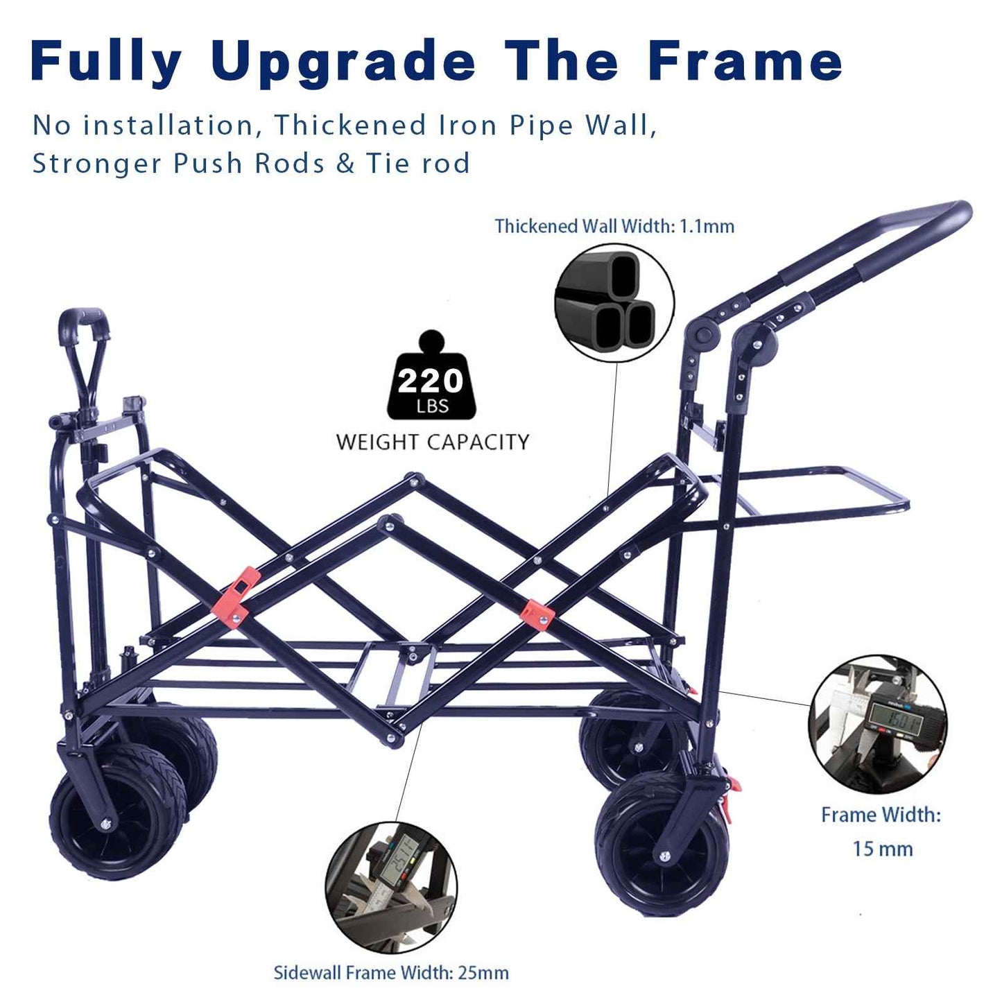 Collapsible Wagon with Removable Canopy & Cooler Bag – All-Terrain Folding Cart