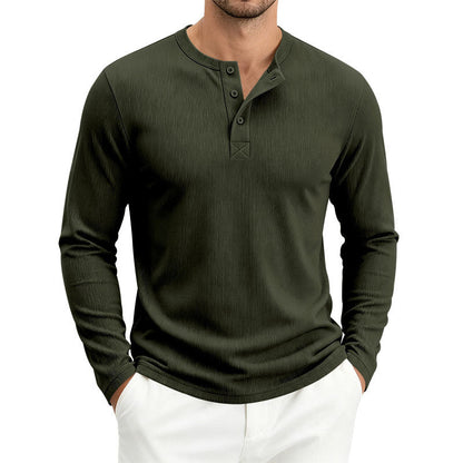 Men's Ribbed Long-Sleeve Loose Fit T-Shirt
