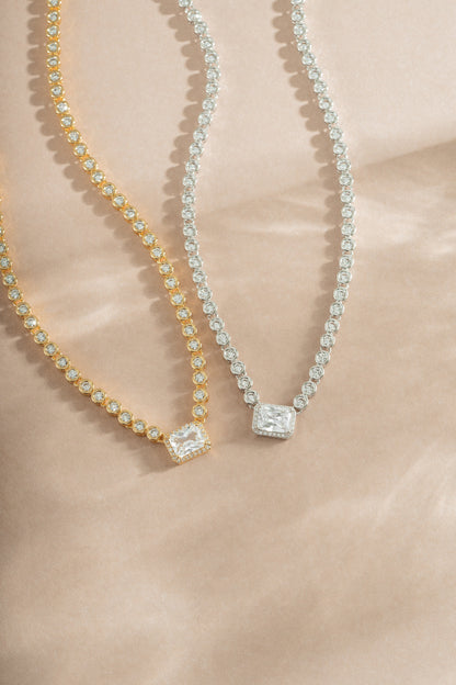 Diamond Baguette Tennis Necklace