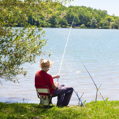 Foldable Fishing Chair with Backrest & Built-In 10L Cooler Bag