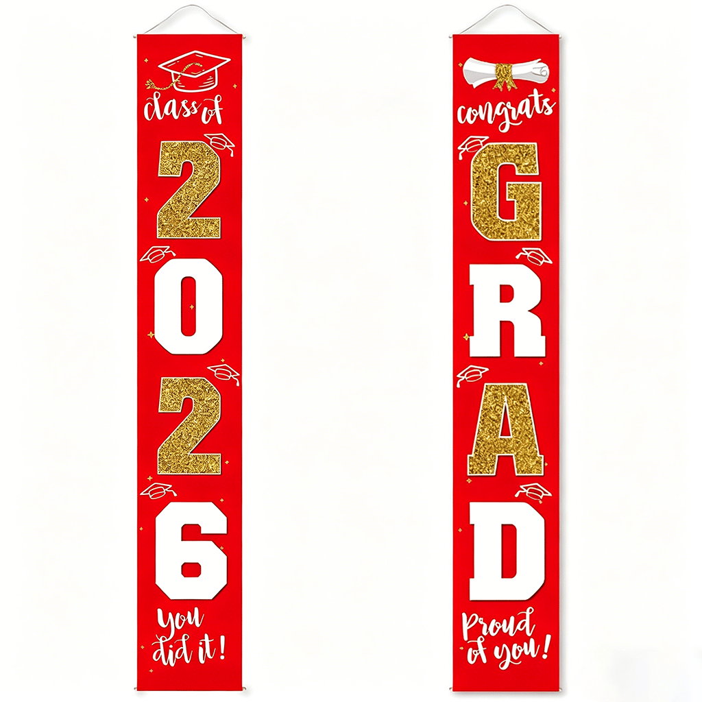 üéìClass of 2026 Graduation Banner 11.8" x 70.87" | Congrats Grad Front Door Porch Decor for Graduation Party (‚ú®Set of 2)