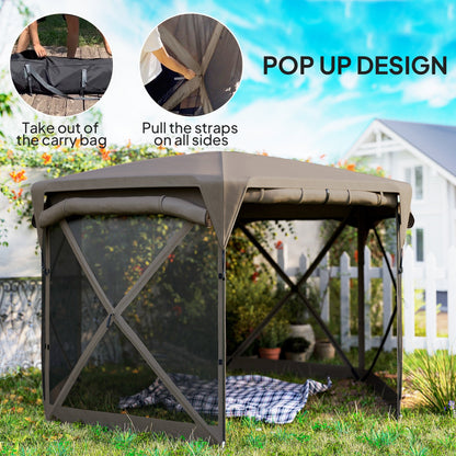 11x11ft Pop-Up Gazebo Screen Tent – UPF30+, Roll-Up Panels, 10-12 Person
