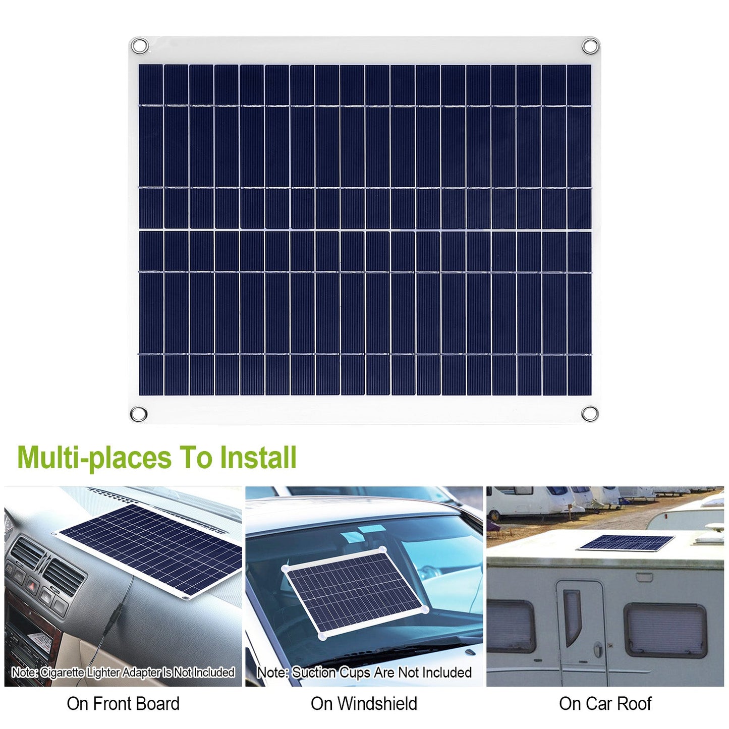 25W Flexible Solar Panel Charger – IP68 Waterproof, 12V with Dual USB Ports for RV, Car, Boat & Camping