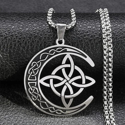 üßöCeltic Knot Crescent Steel Pendant Necklace‚ú®