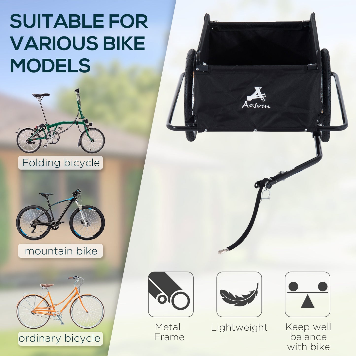 Bicycle Cargo Trailer | 88 lb Capacity, Removable Cover, Quick-Release 20" Wheels