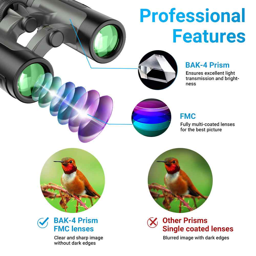 10x25 HD Compact Binoculars – Lightweight Outdoor Telescope for Hiking, Fishing & Travel