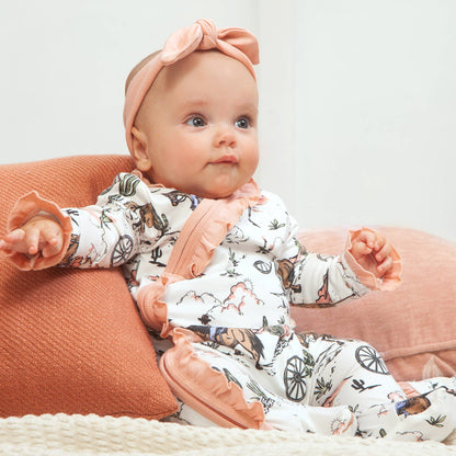 Baby Girl's On The Range Bamboo Zipper Romper