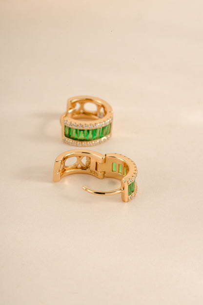 Emerald Baguette Hoops