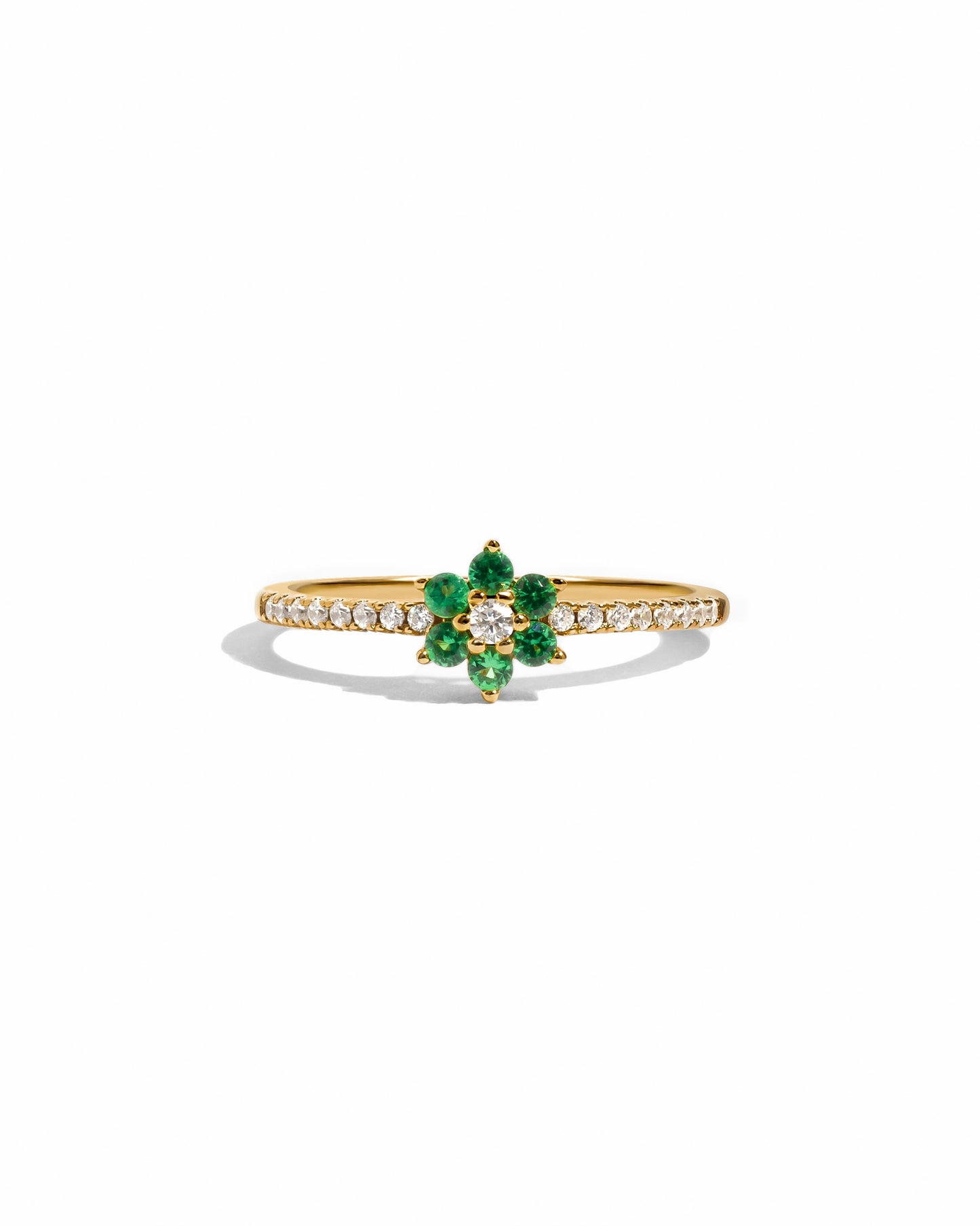 Emerald Flower Ring
