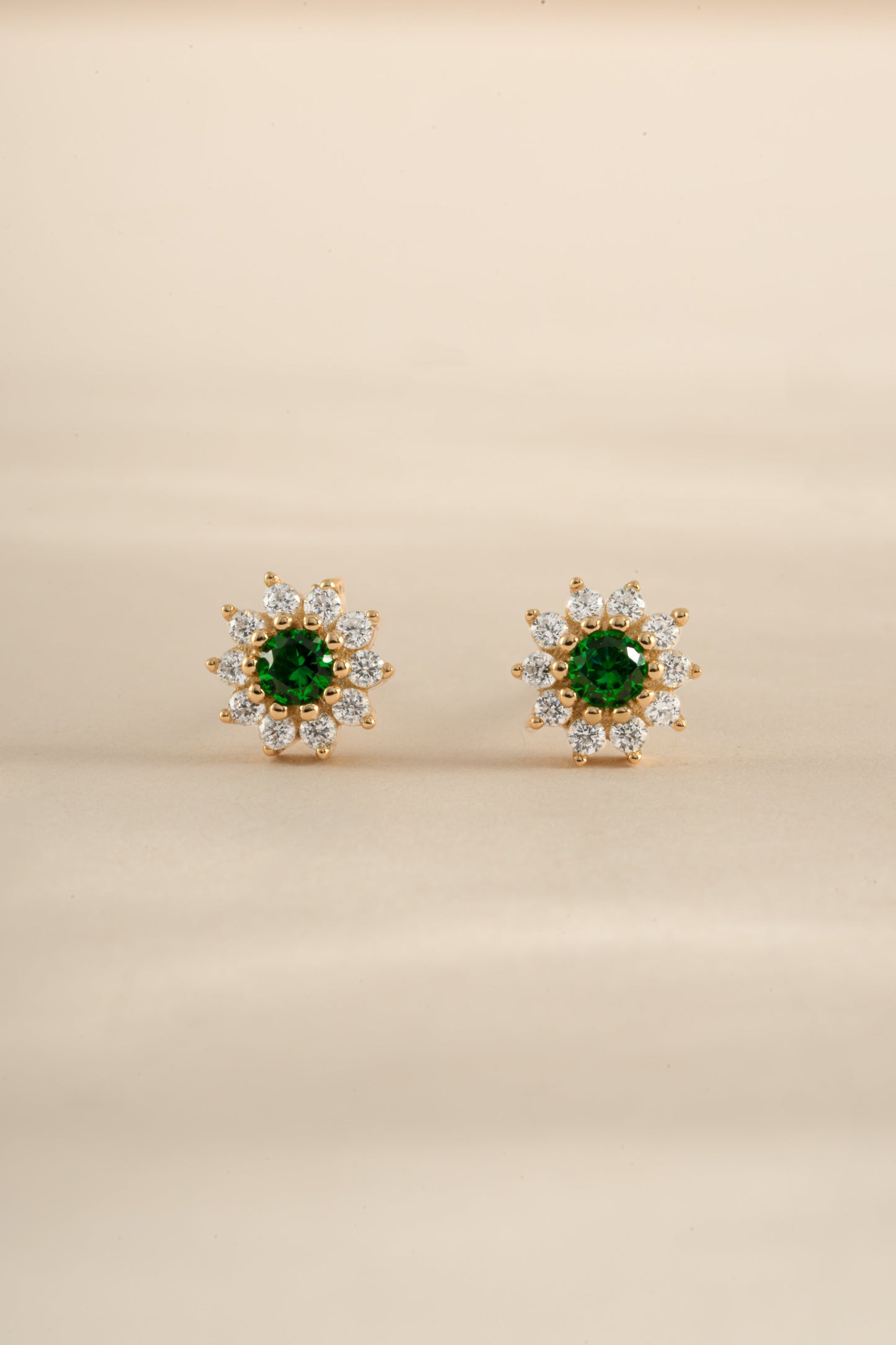 Emerald Dainty Flower Studs