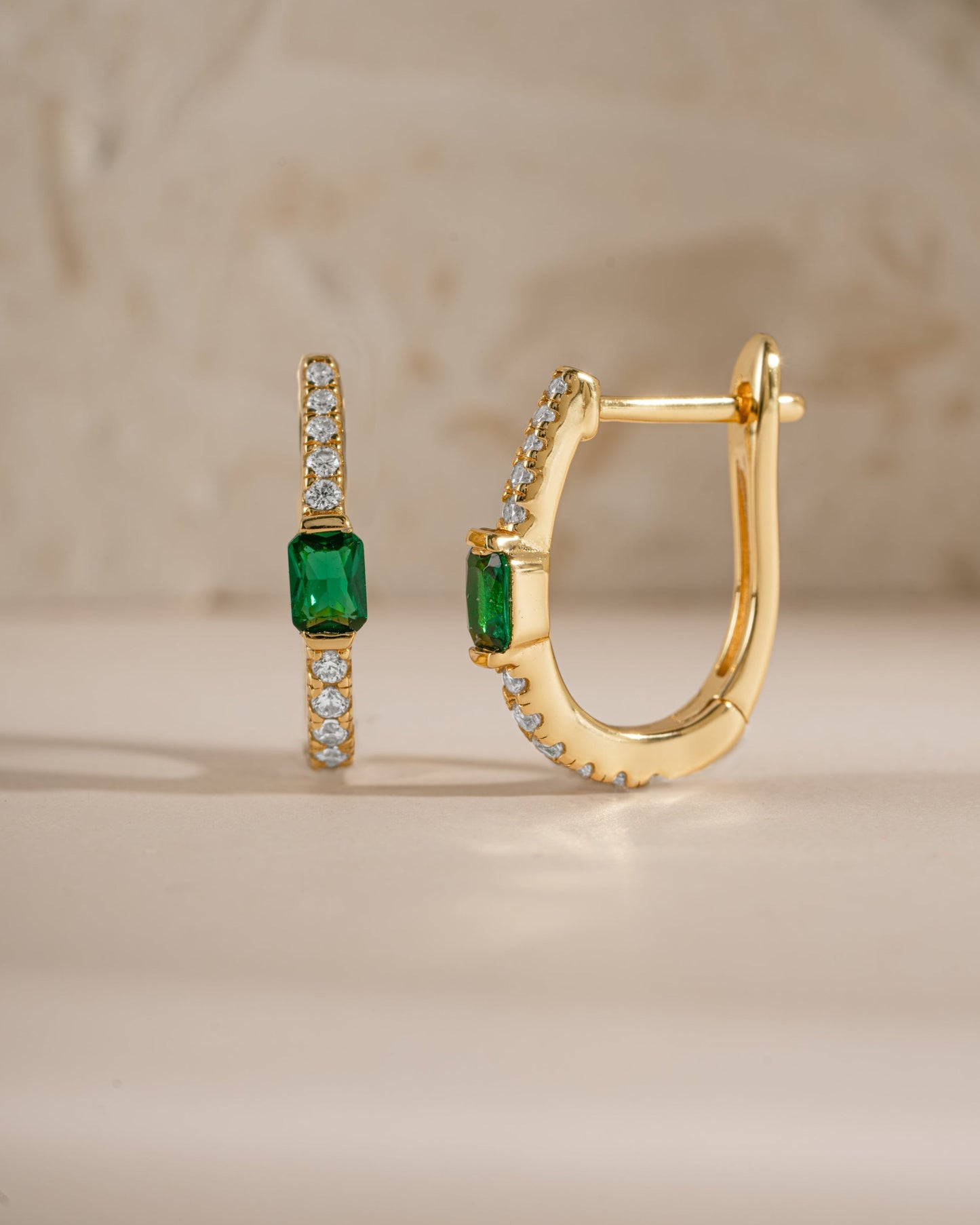 Emerald Hoop Earrings