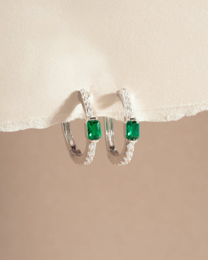 Emerald Hoop Earrings