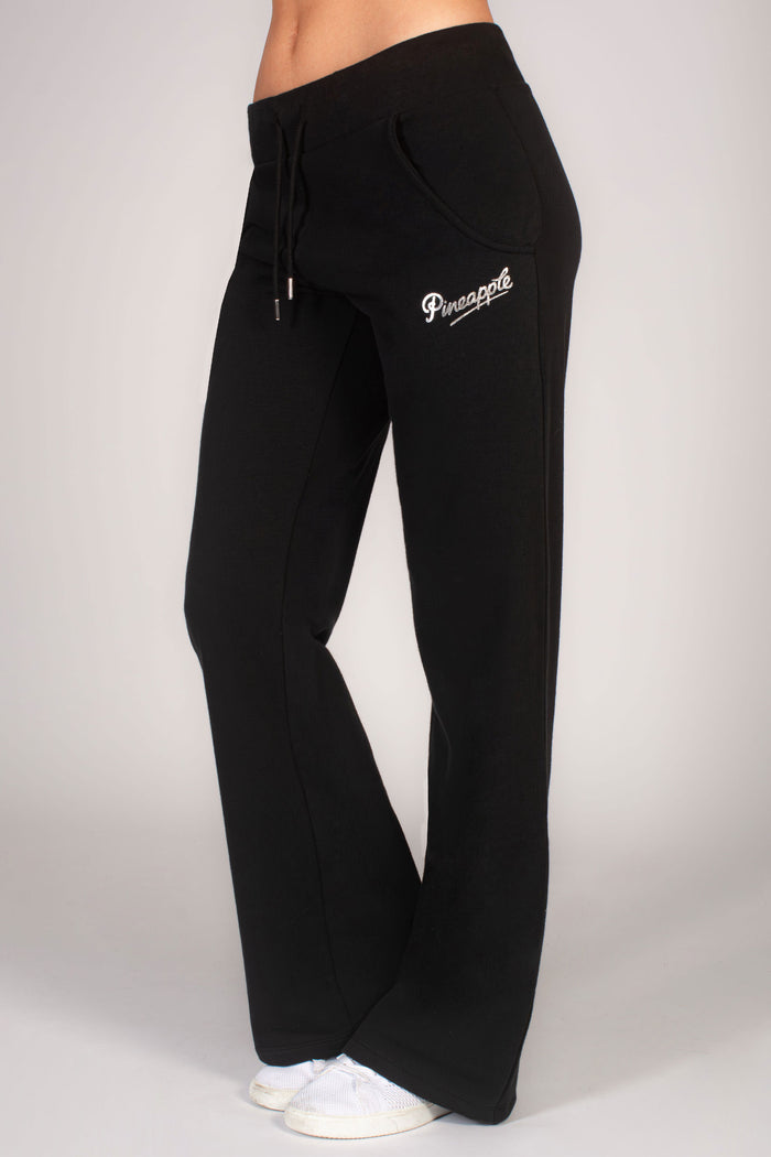 Women's black wide leg joggers in soft fabric by Debbie Moore