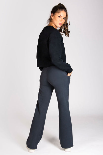 Charcoal Essential wide leg joggers for women with pockets and drawstring