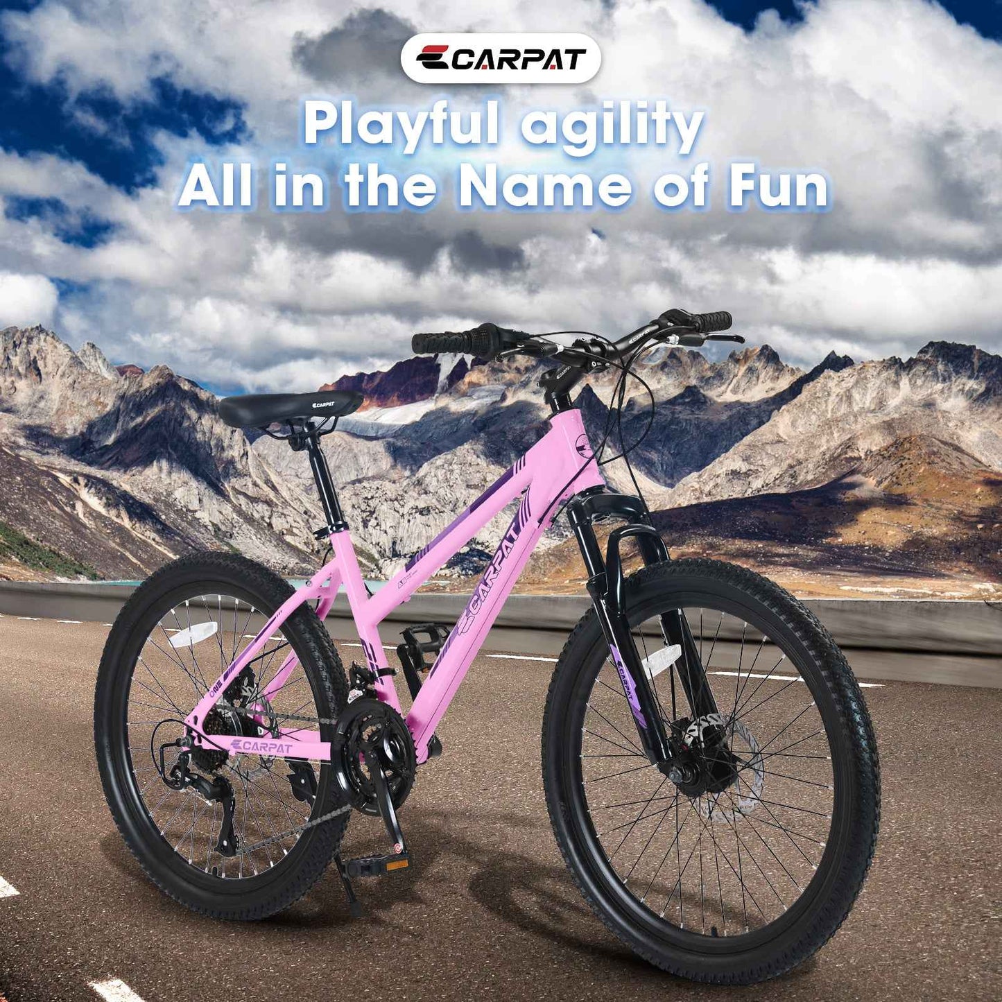 24" Girls & Women's Mountain Bike | Shimano 21-Speed, Dual Disc Brakes & 100mm Suspension