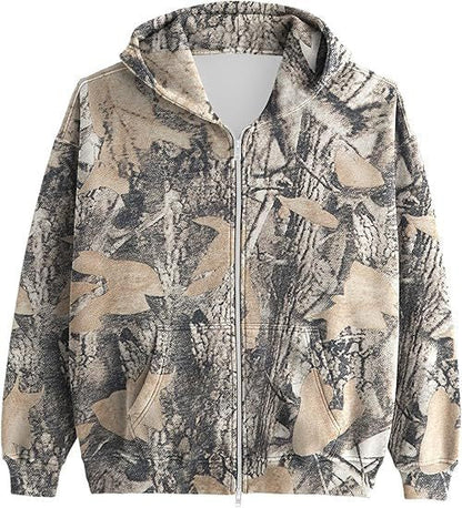 Unisex Printed Hooded Jacket – Casual Zip-Up Outerwear