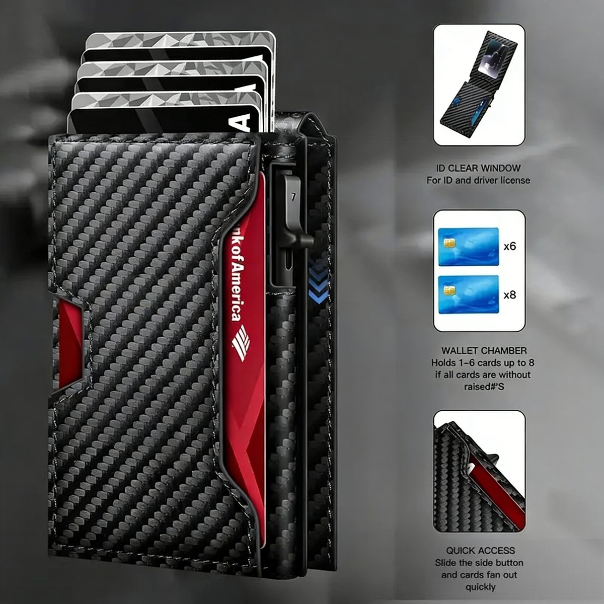 üí•üéÅ Slim Wallet for Men with Pop-Up Aluminum Case, RFID Blocking  Minimalist Leather Bifold Card Holder