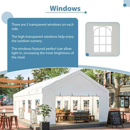 16x32 ft Heavy-Duty Party Tent | White Outdoor Canopy Gazebo with Removable Sidewalls