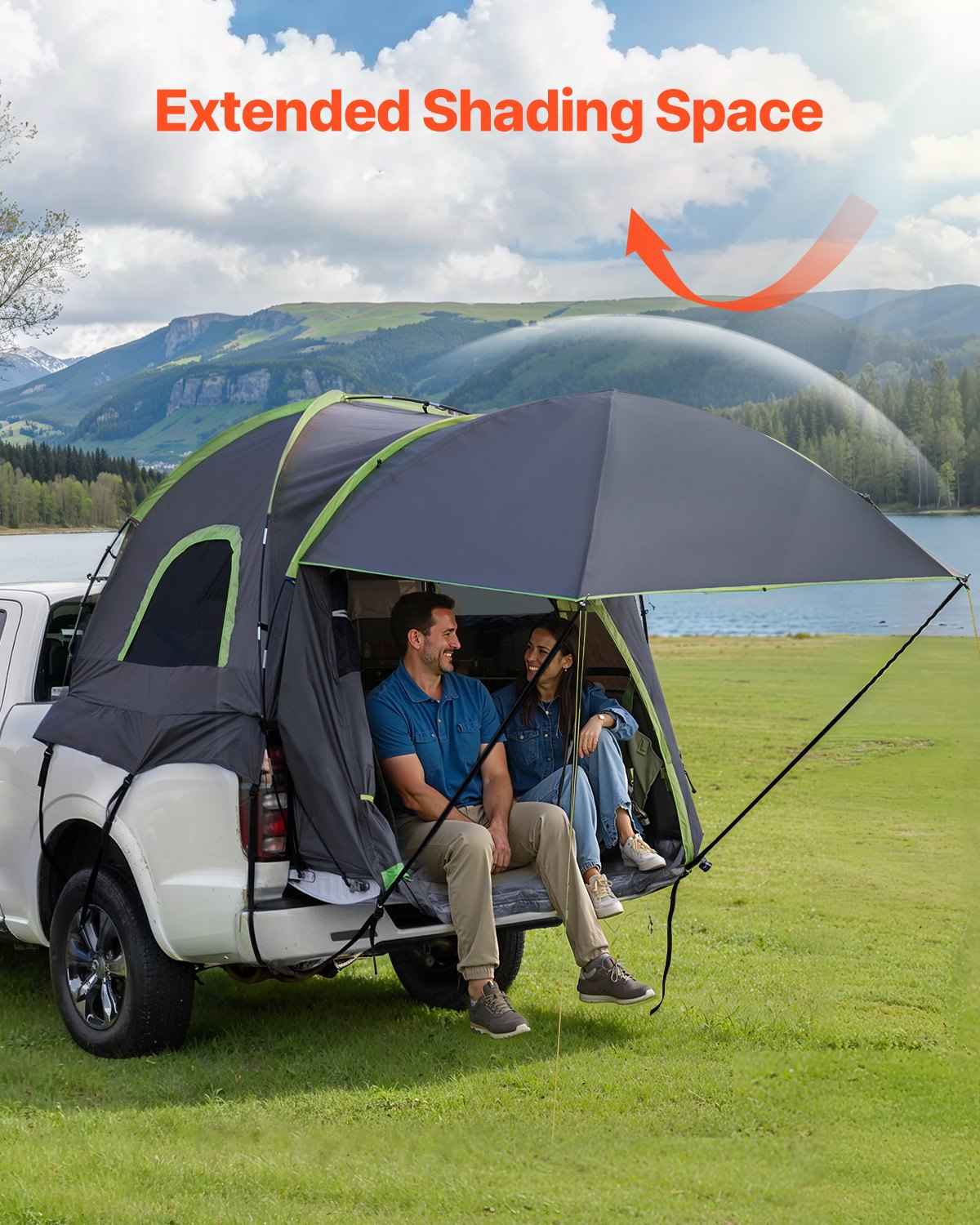 Pickup Truck Bed Tent with Expandable Awning – Fits 8.0–8.2 Ft Truck Beds