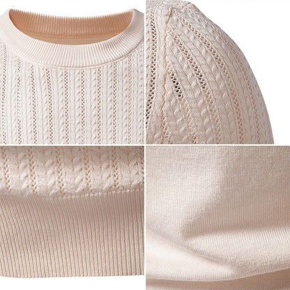 Men's Striped Rayon Knit Short-Sleeve Sweater