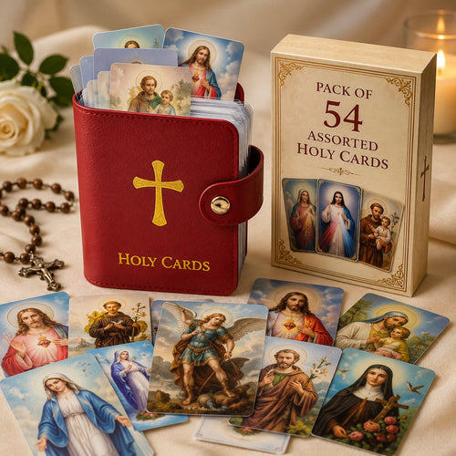 ‚úùÔ∏è Catholic Genuine Leather Holy Card Holder ‚Äì Pocket Prayer Card Organizer with Snap Closure