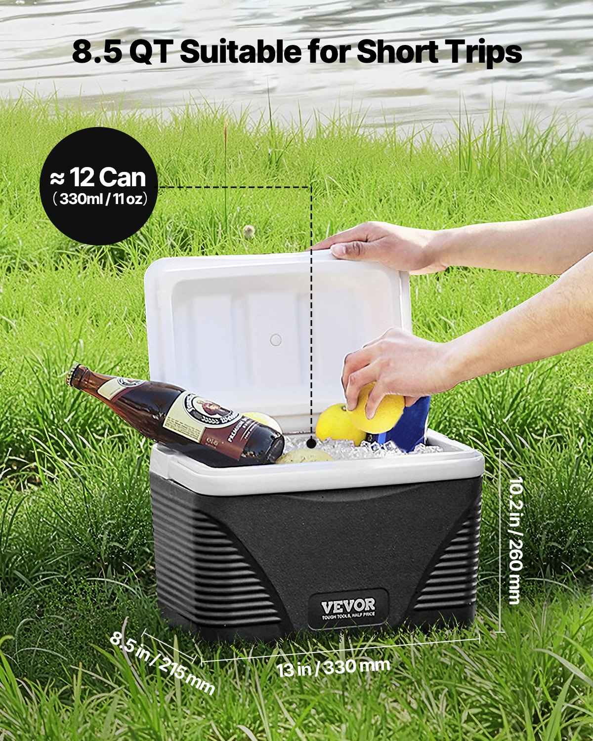 Portable Hard Cooler 8.5QT | 12-Can Capacity
