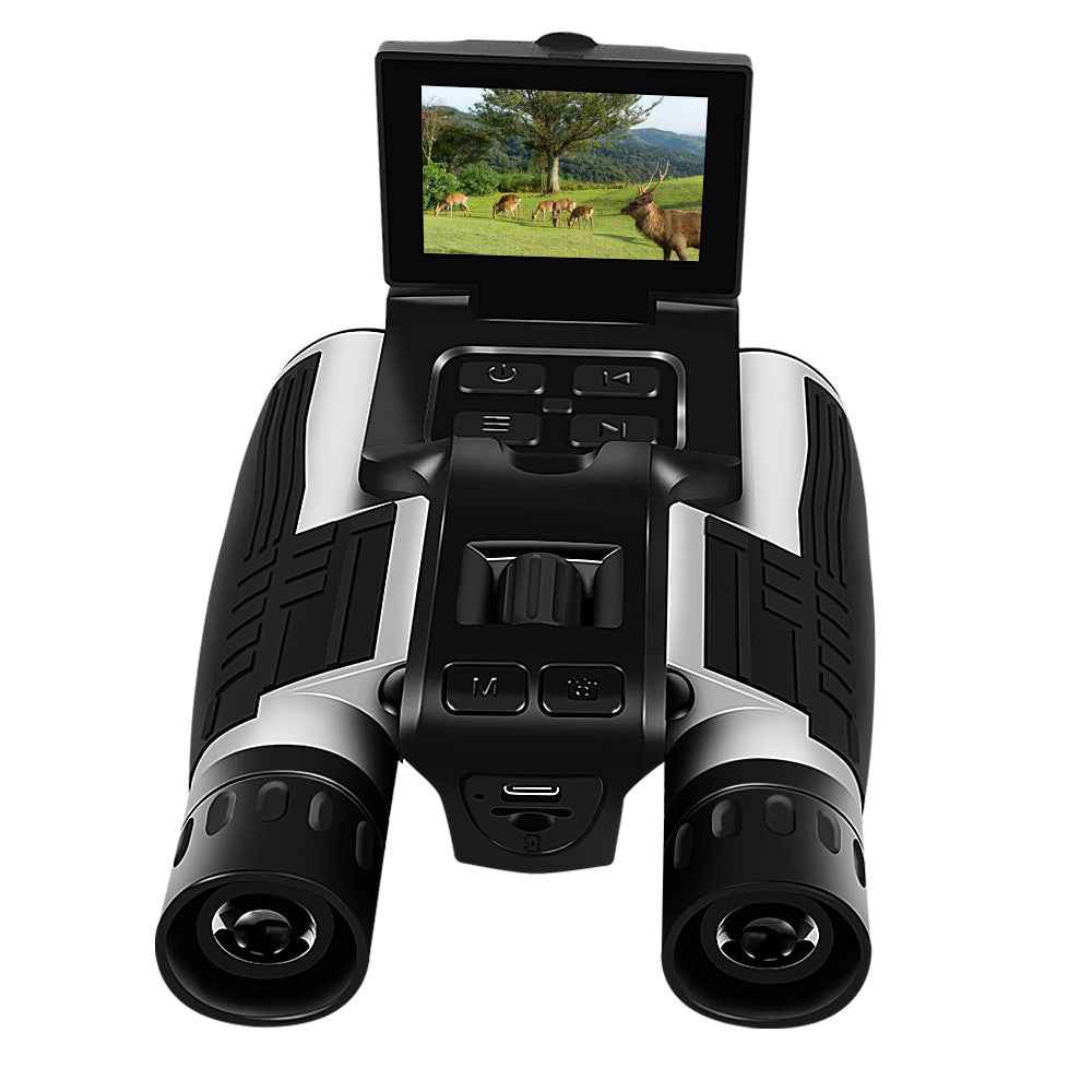 12x32 HD Multi-Function Electronic Binoculars – Outdoor Telescope, Black & Silver