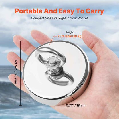 1000 lb Neodymium Fishing Magnet with Rotating Handle
