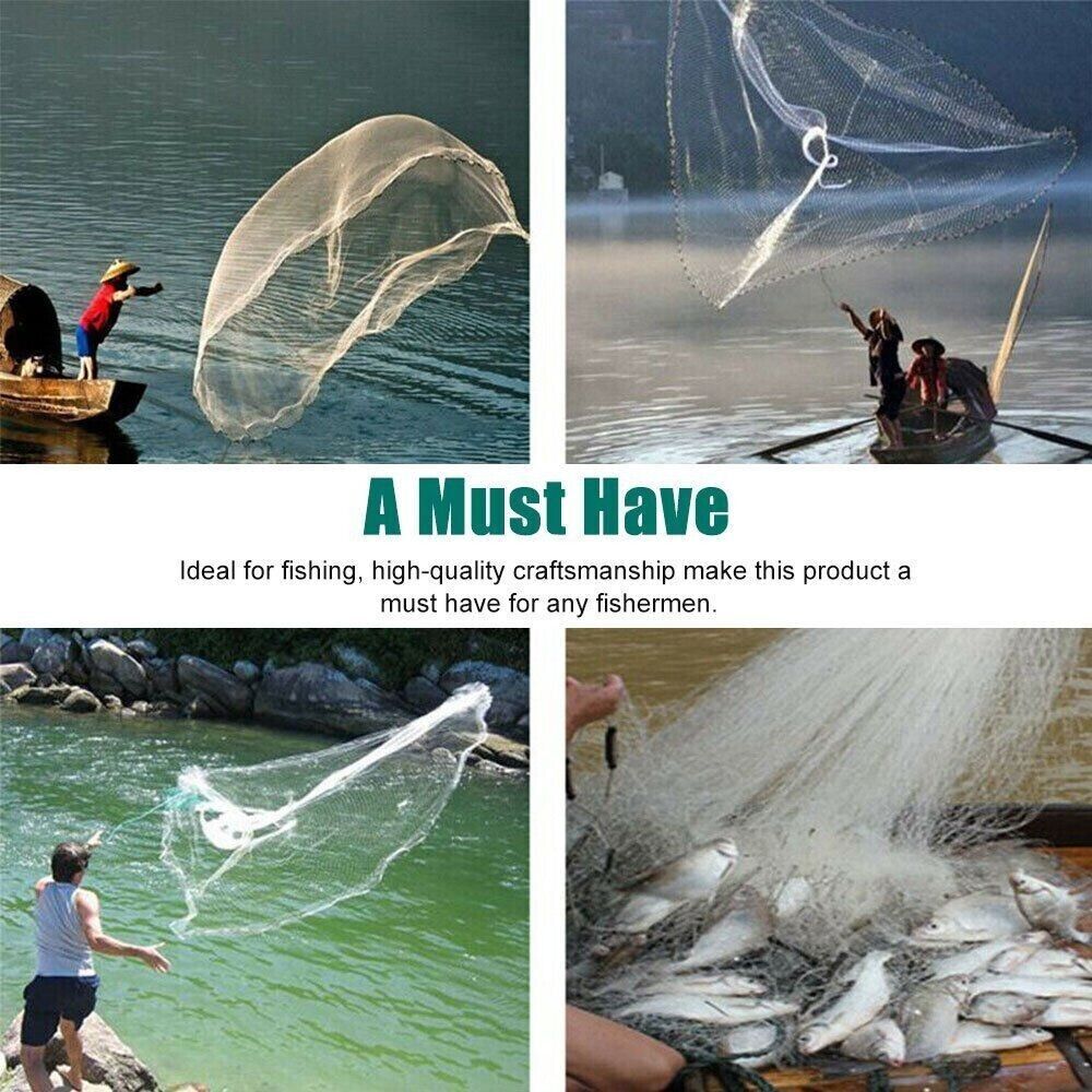 Fishing Cast Net – Strong Nylon Mesh, Easy Throw, 6FT Radius