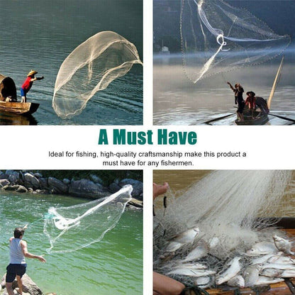 Fishing Cast Net – Strong Nylon Mesh, Easy Throw, 6FT Radius