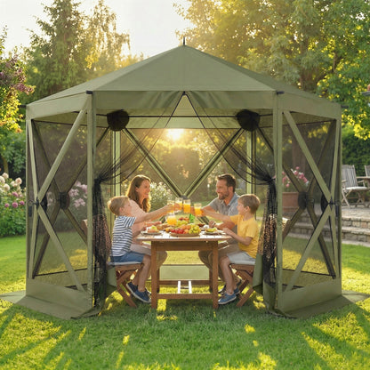 10x11ft Pop-Up Gazebo Screen Tent – UPF30+, Mesh Sides, 6-8 Person