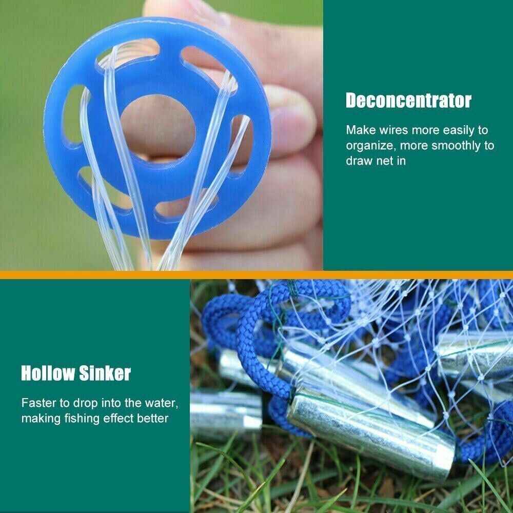 Fishing Cast Net – Strong Nylon Mesh, Easy Throw, 6FT Radius
