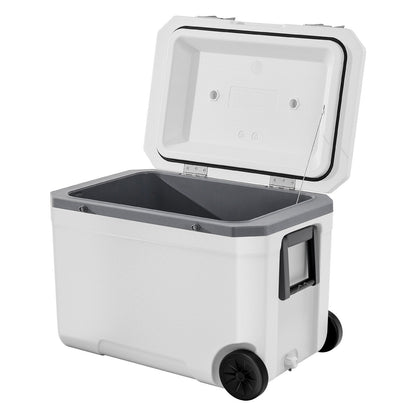 Portable Hard Cooler 45QT | 64-Can Wheeled Cooler with Cup Holder
