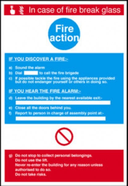 fire action in case of fire