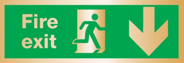 fire exit arrow down (Brushed Aluminium)