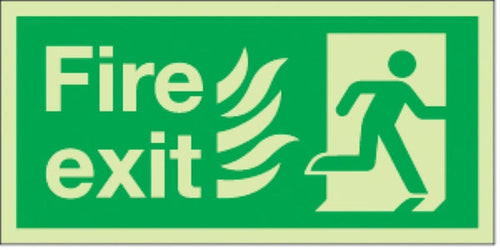 fire exit flames man