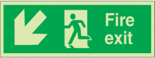 fire exit running man right arrow diag. down left