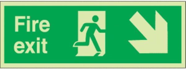 fire exit running man right arrow diag. down right