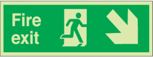 fire exit running man right arrow diag. down right