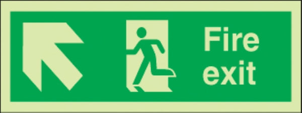 fire exit running man right arrow diag. up left