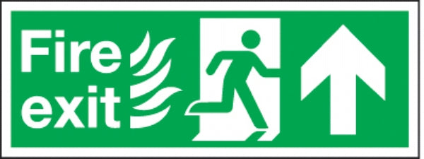 fire exit/running man arrow up