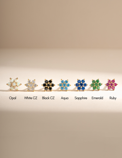 Sapphire Flower Studs