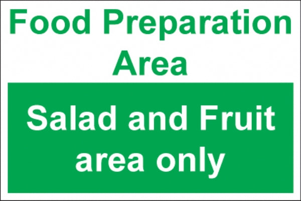 food preparation area salad and fruit