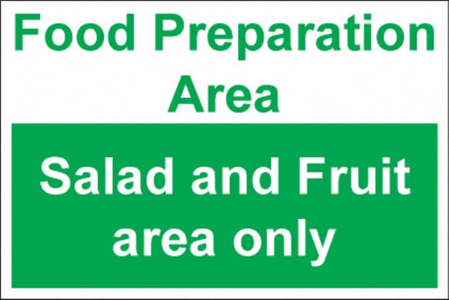 food preparation area salad and fruit