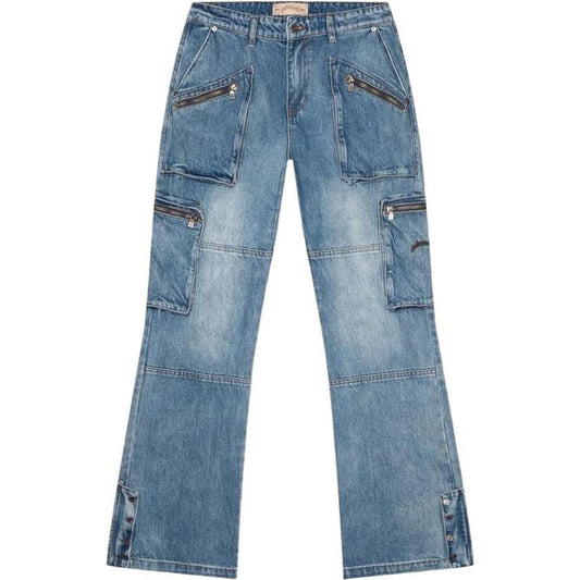 Godspeed Double Pocket Flared Cargo Denim Blue