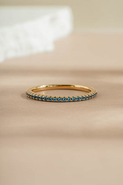 Blue Topaz Birthstone Eternity Ring