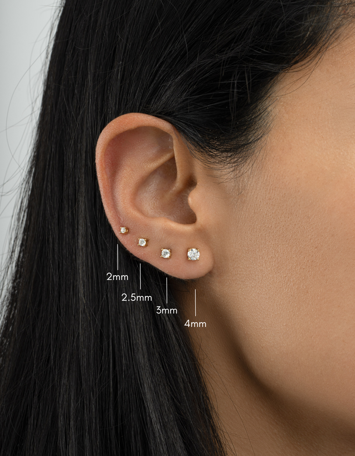2mm Solitaire Studs (Multiple Sizes Available)